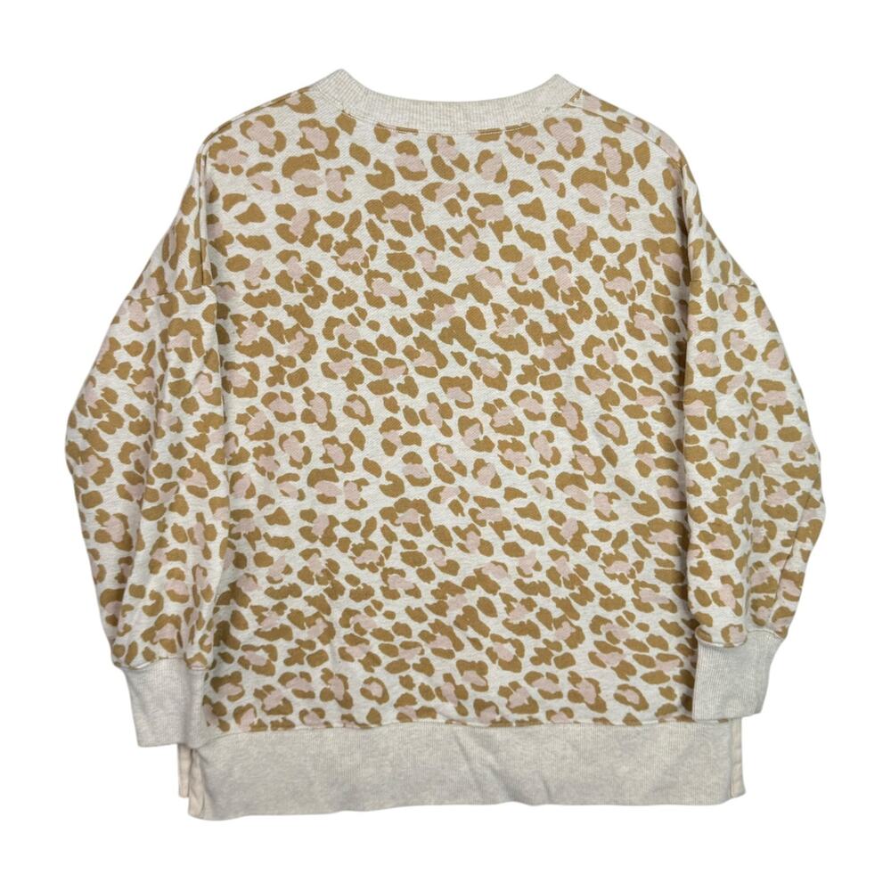 Aerie AE Tan Leopard Desert Oversized Sweatshirt Heather Frost Cheetah Medium - Picture 10 of 10